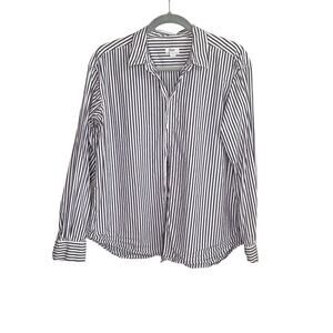 Closed 100% Cotton Striped Long Sleeve Button-Up Shirt White/Blue Women's Size